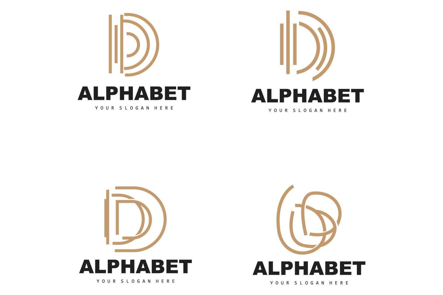 d lettera logo, semplice alfabeto disegno, moderno minimalista font vettore