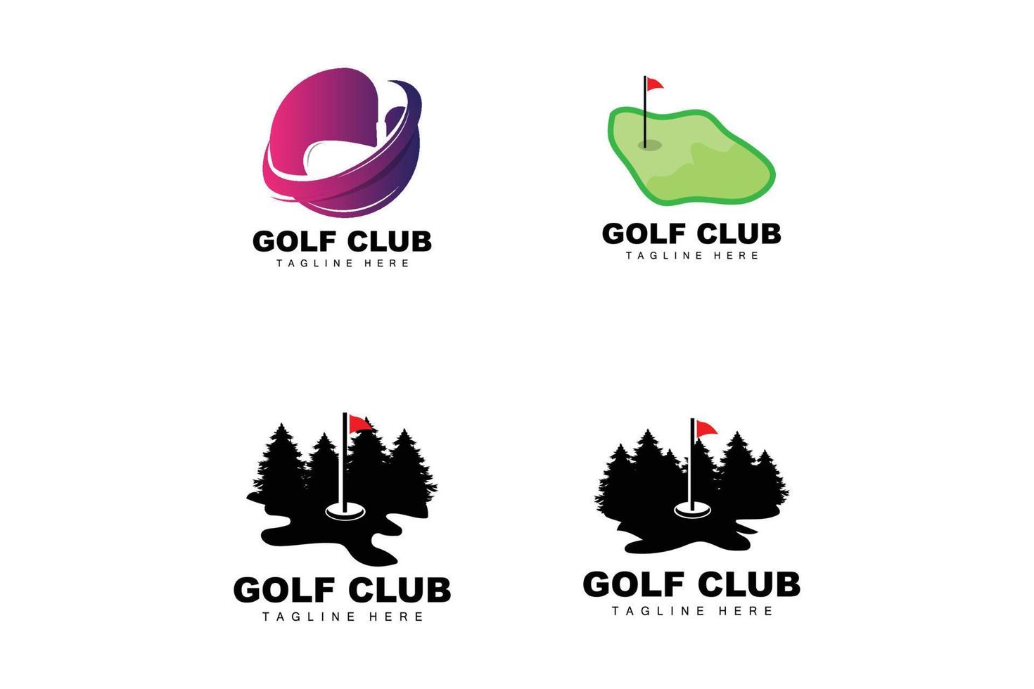 golf palla logo, vettore bastone golf. all'aperto gli sport gioco, disciplina disegno, icona modello