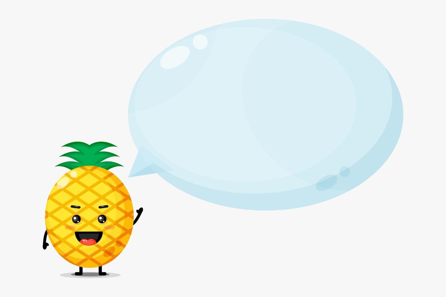 simpatica mascotte di ananas con fumetto vettore