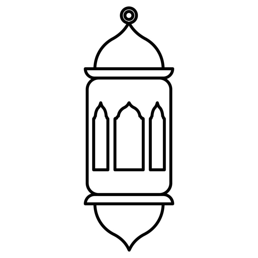 Ramadan lanterna nero schema stile icona vettore