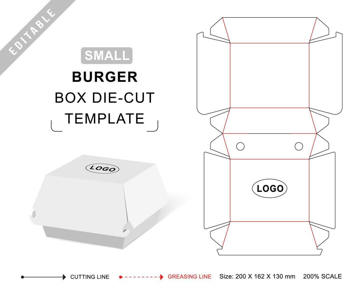 piccolo hamburger scatola morire tagliare modello vettore