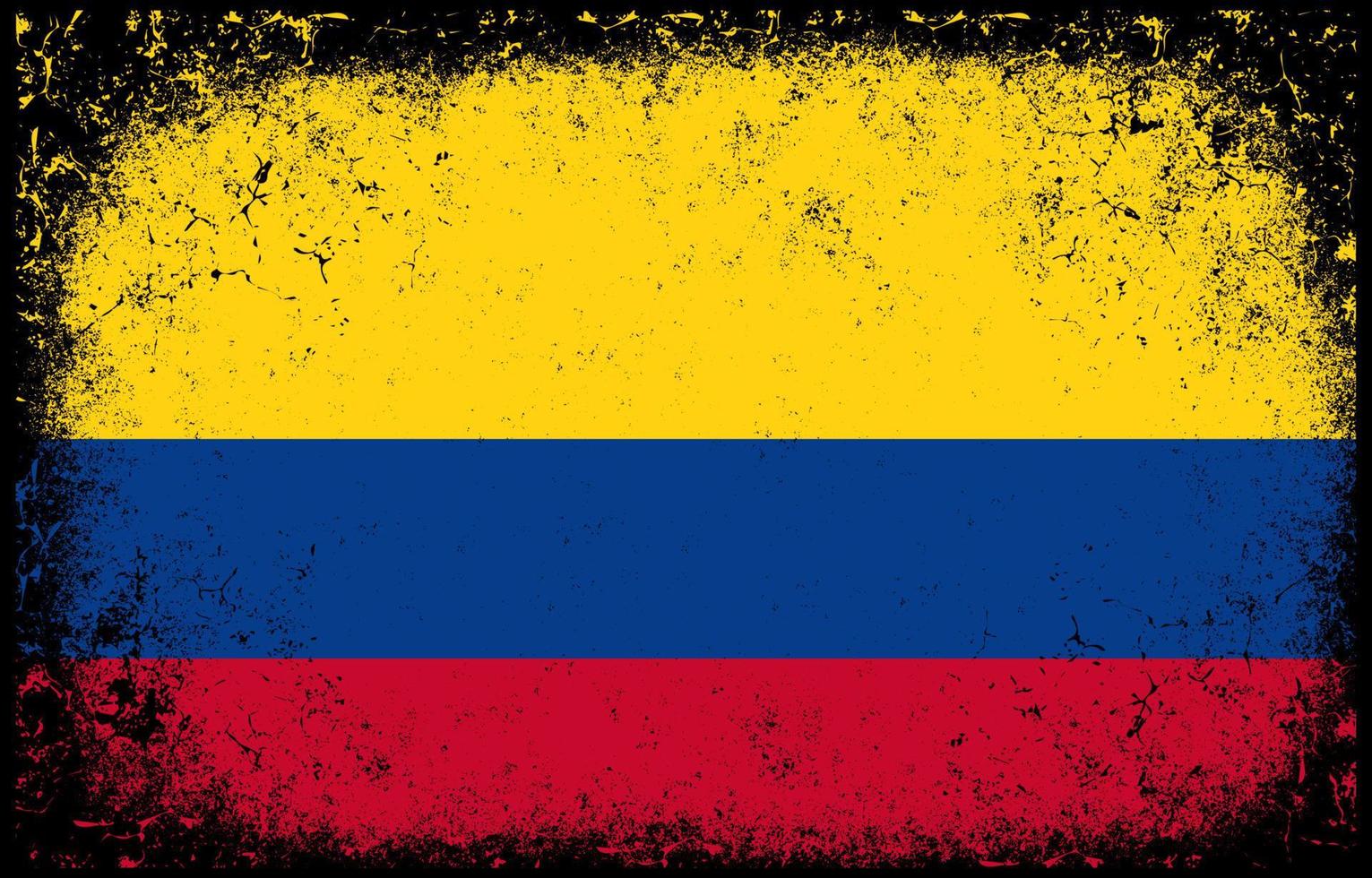 vecchio sporco grunge Vintage ▾ Colombia nazionale bandiera illustrazione vettore