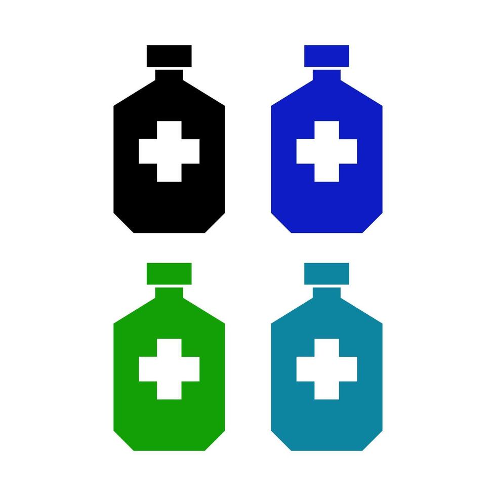 bottiglia medica impostata su sfondo bianco vettore