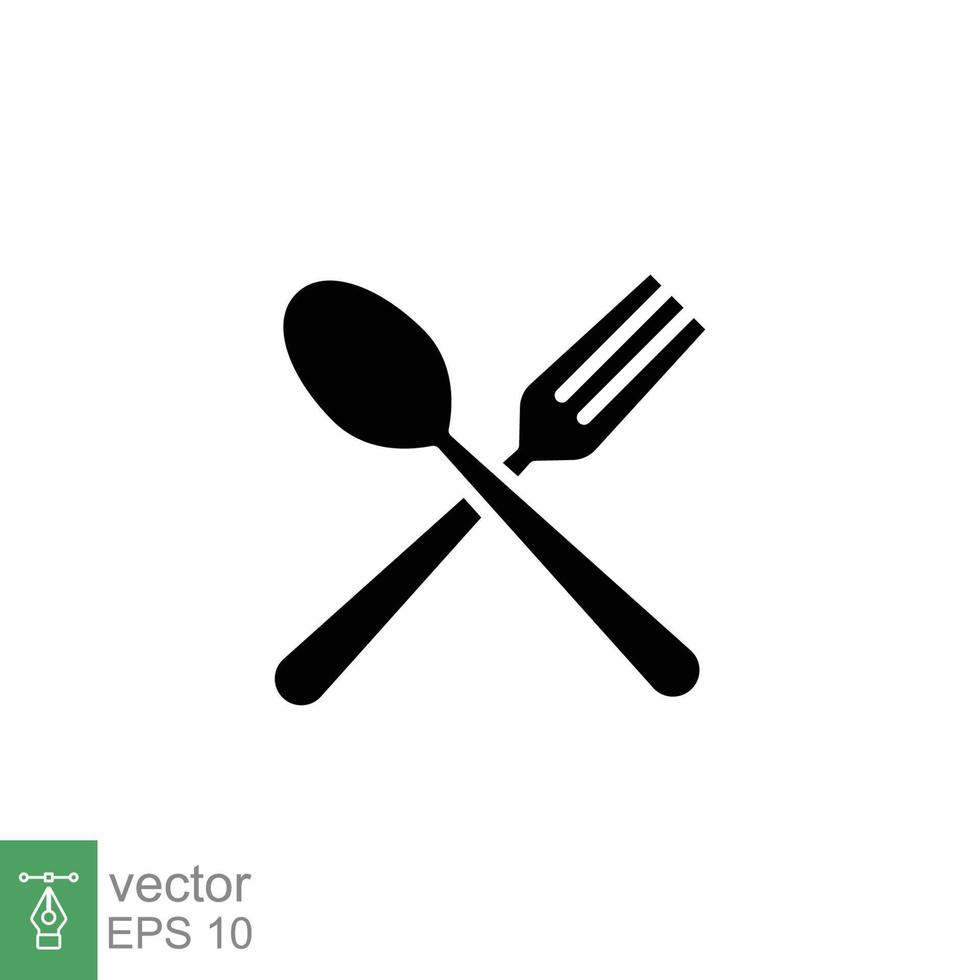 cucchiaio e forchetta icona. semplice solido stile. argenteria, cucina, posate, tavolo, ristorante concetto. nero silhouette, glifo simbolo. vettore illustrazione isolato su bianca sfondo. eps 10.