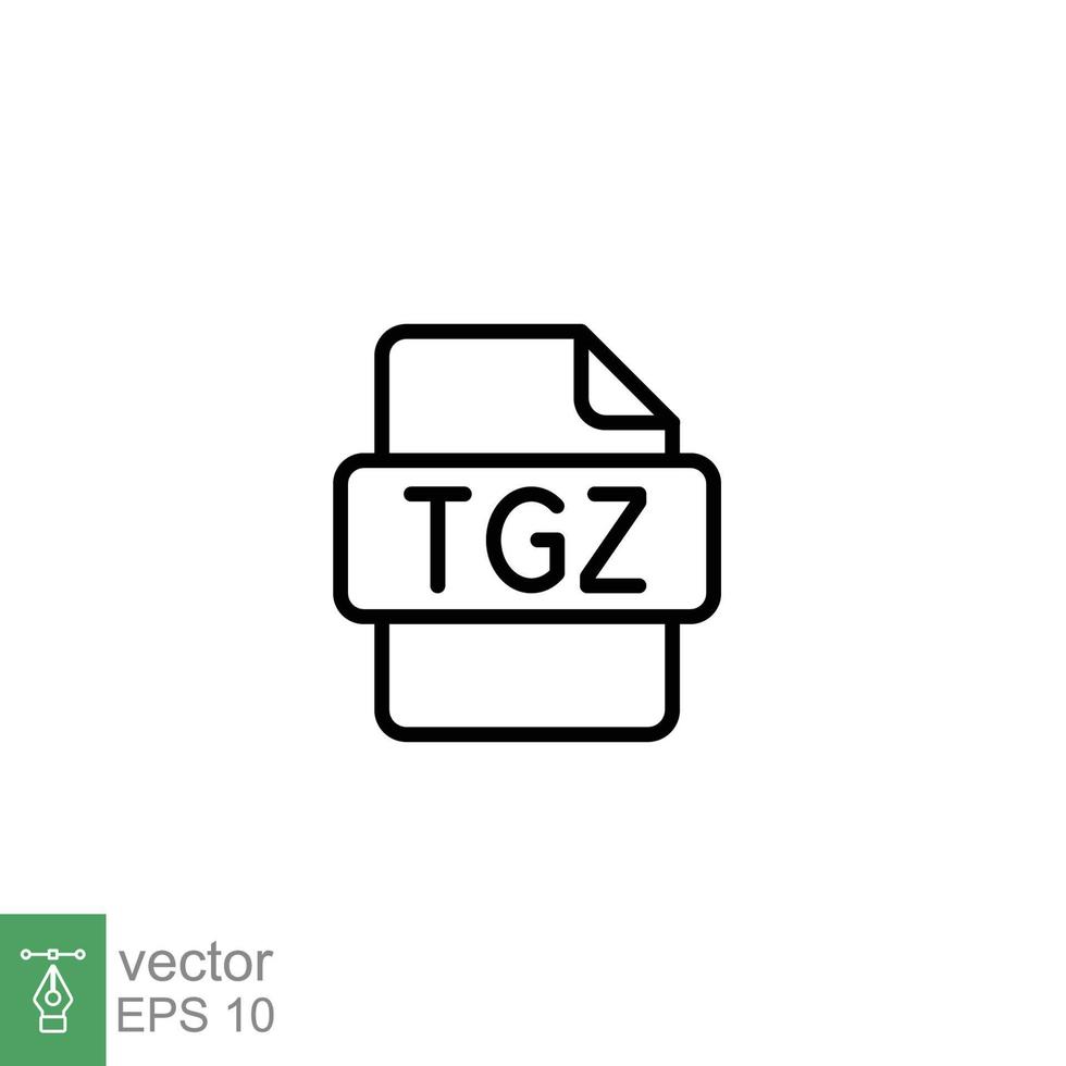 tgz file formato linea icona. semplice schema stile. archivio, attaccamento, dati, estensione, tipo di file, gzip concetto. vettore illustrazione isolato su bianca sfondo. eps 10.