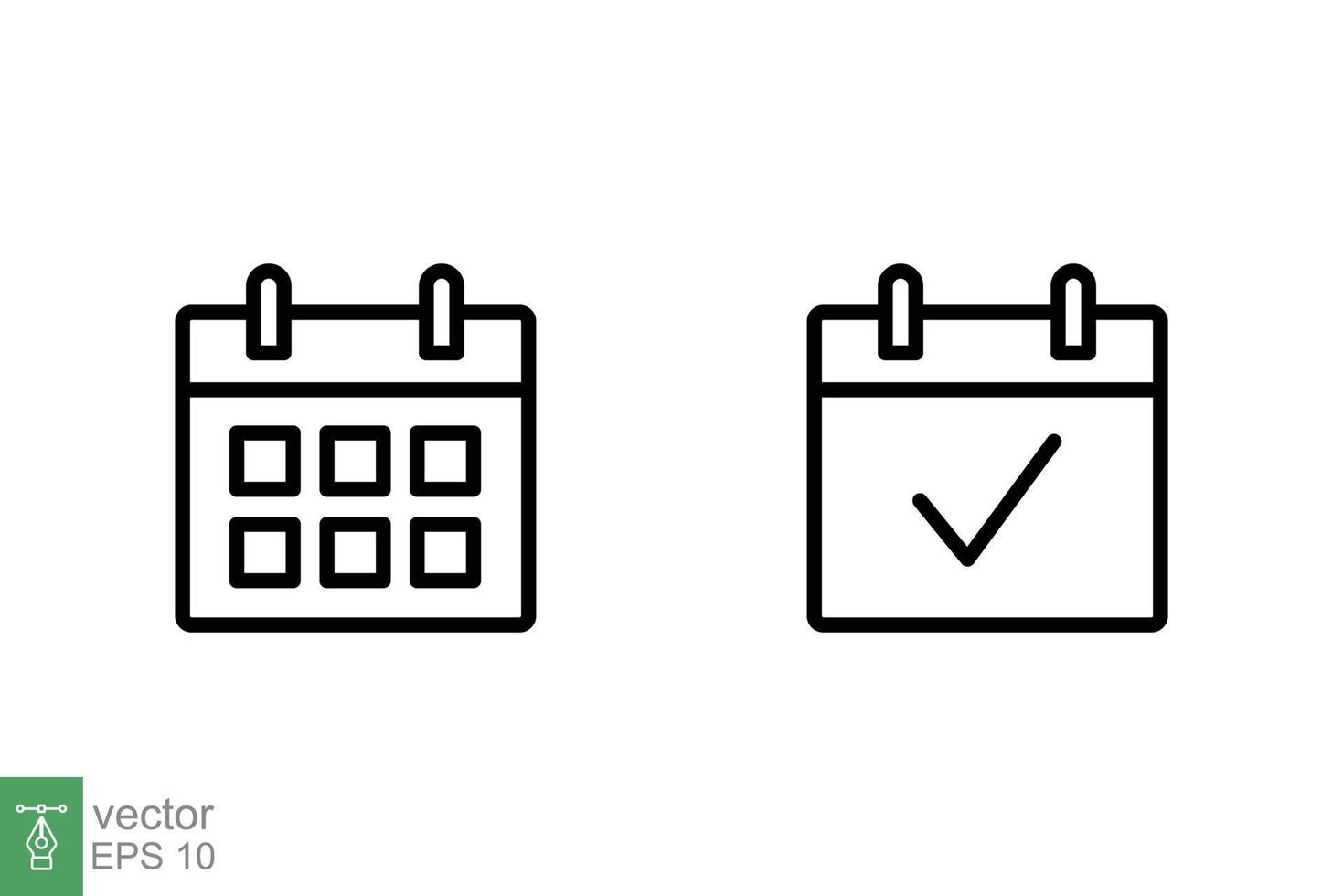 calendario linea icona. semplice schema stile. Data, pianificatore, pittogramma, giorno, mese, orario, tempo evento organizzatore simbolo concetto. vettore illustrazione isolato su bianca sfondo. eps 10.