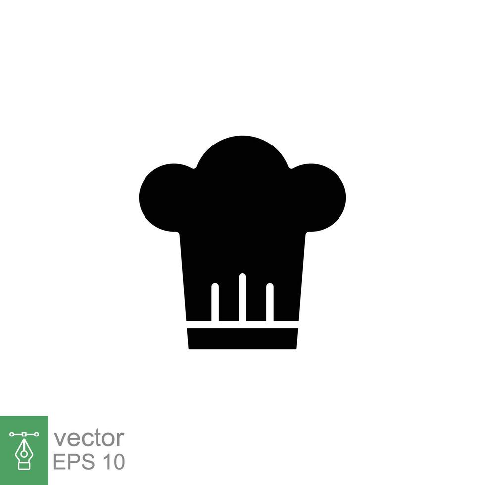 capocuoco cappello icona. semplice solido stile. cappello, chef, cucinare, tavolo, ristorante concetto. nero silhouette, glifo simbolo. vettore illustrazione isolato su bianca sfondo. eps 10.