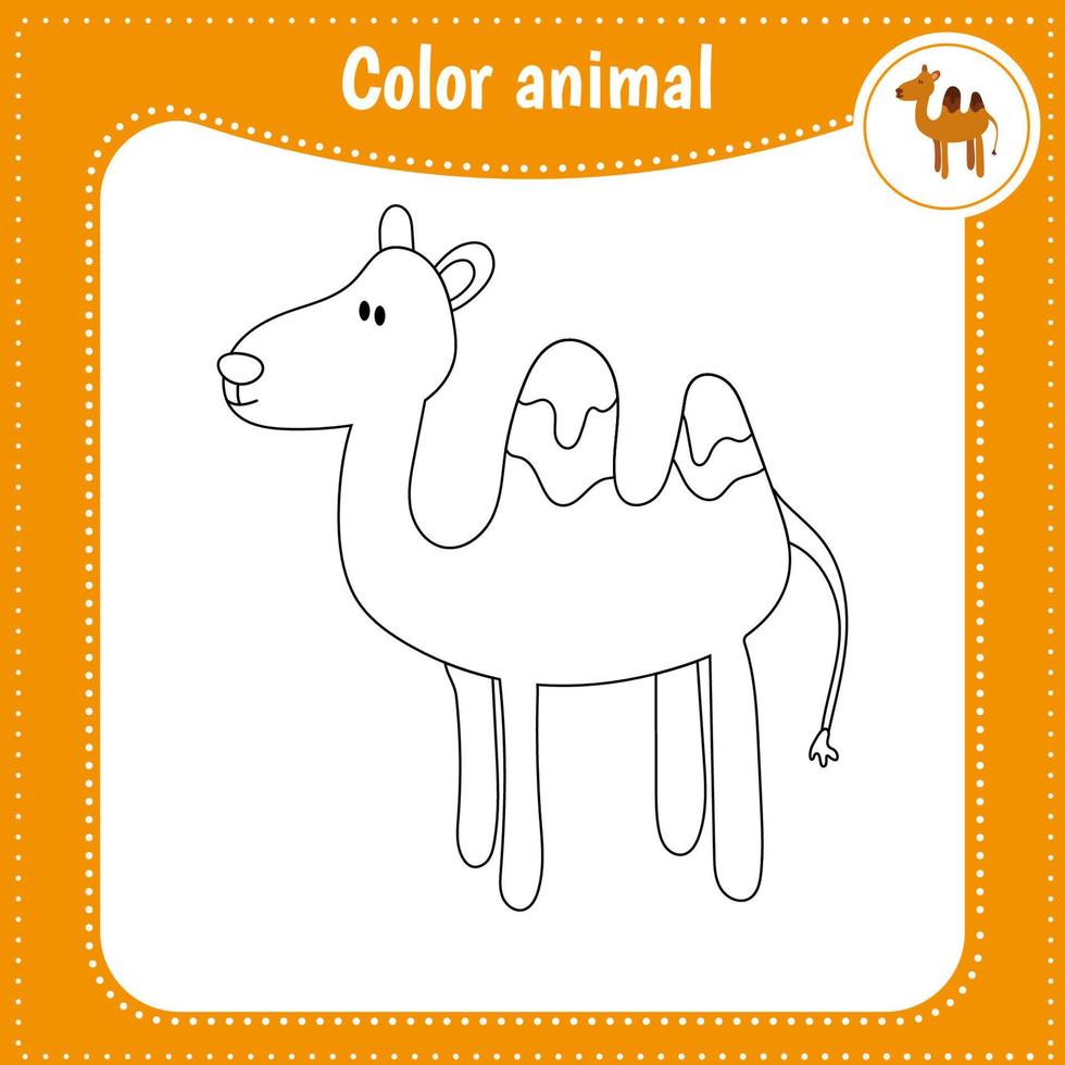 carino cartone animato animale - colorazione pagina per bambini. educativo gioco per bambini. vettore illustrazione. colore cammello