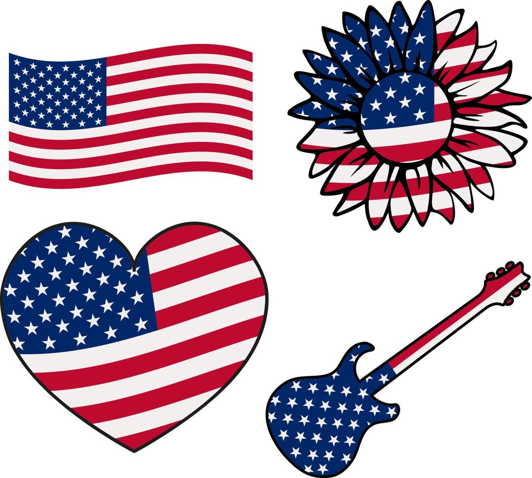 America patriottico design. 4 ° di luglio patriottico simboli girasole . indipendenza giorno simbolo con noi bandiera. vettore