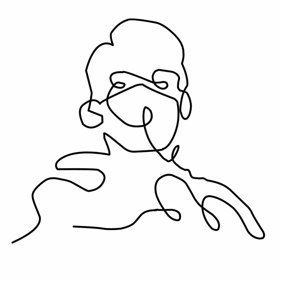 illustrazione di un' uomo indossare bicchieri guardare a partire dal il lato. semplice e minimalista linea arte. semplice vettore