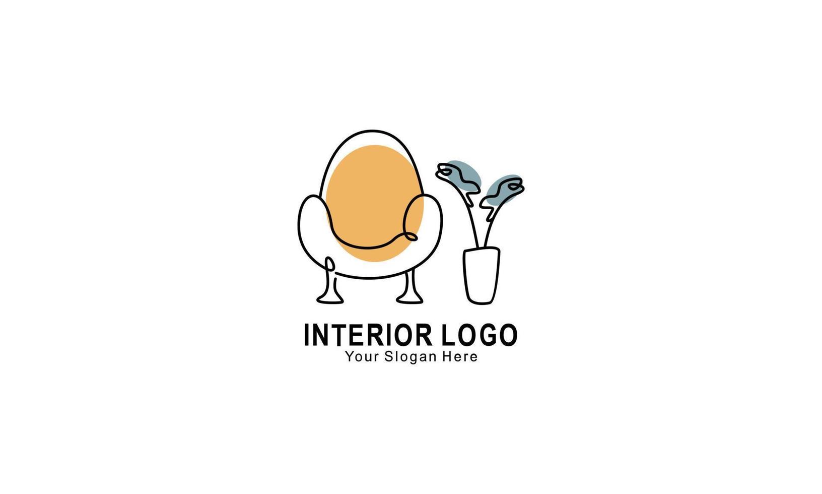 interno minimalista camera, galleria mobilia logo design vettore