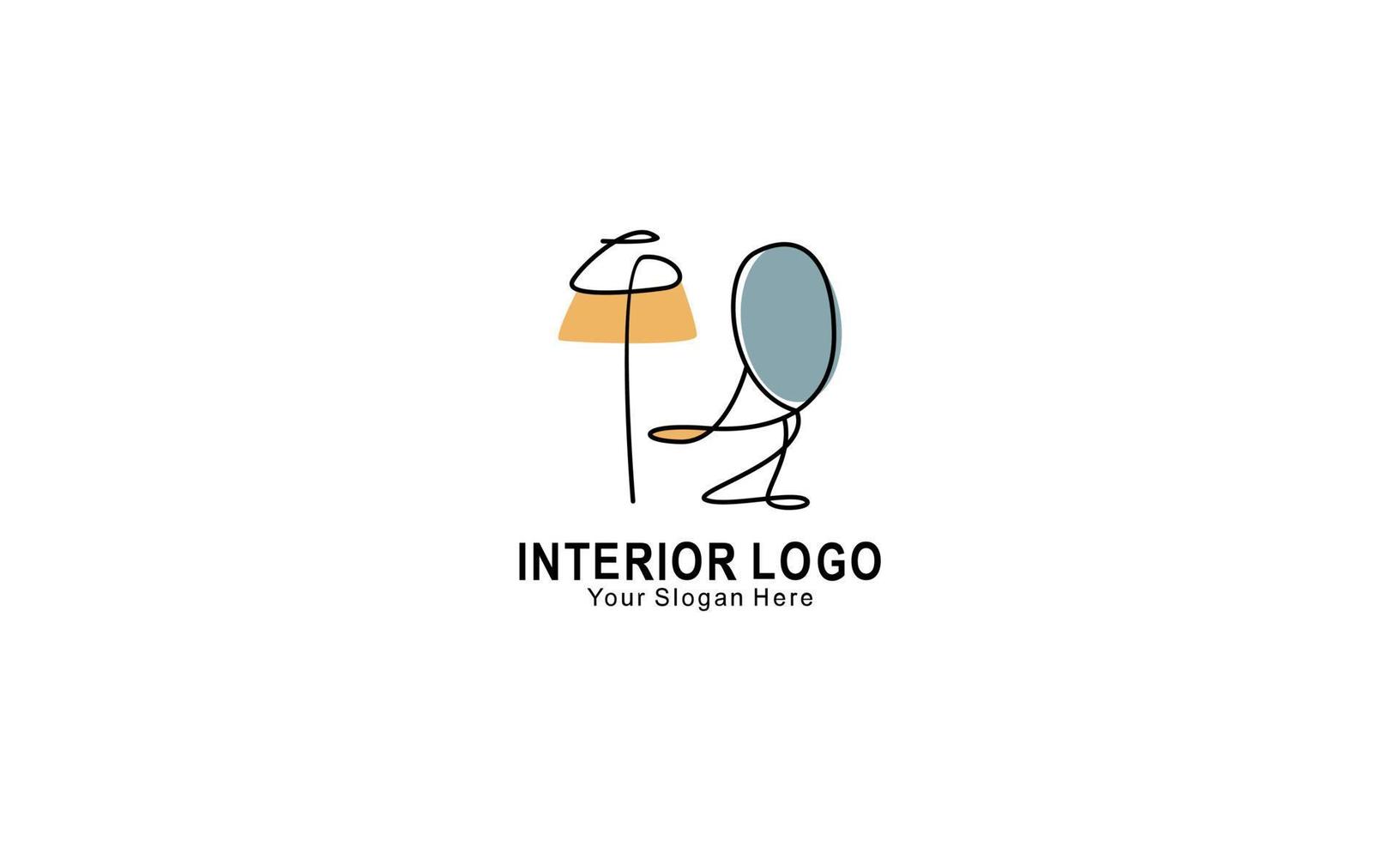 interno minimalista camera, galleria mobilia logo design vettore
