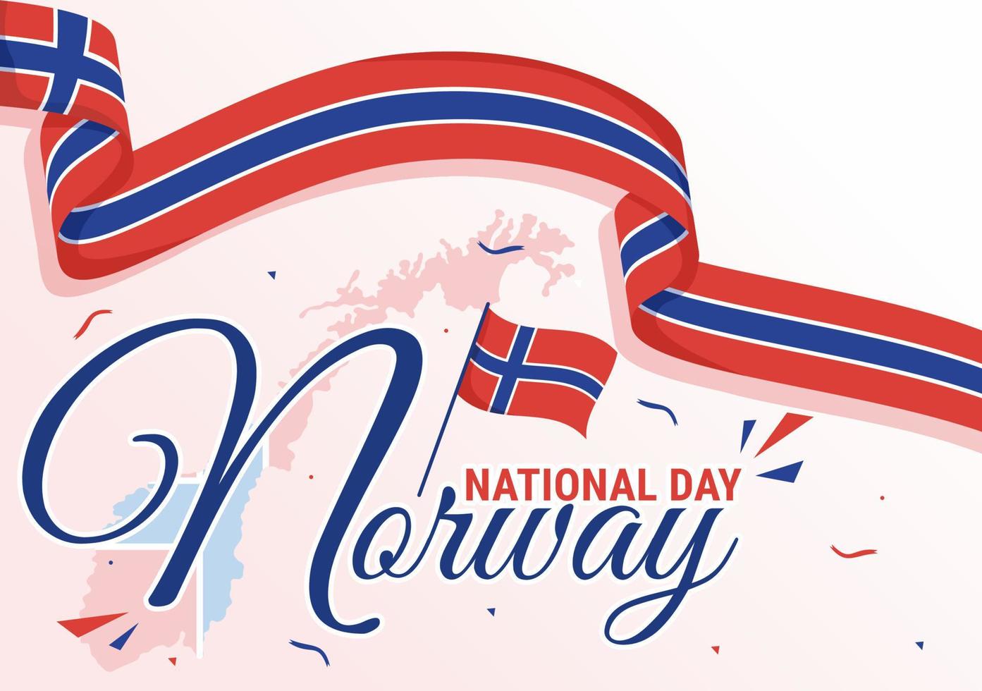 Norvegia nazionale giorno su Maggio 17 illustrazione con bandiera norvegese e vacanza celebrazione nel piatto cartone animato mano disegnato per atterraggio pagina modelli vettore