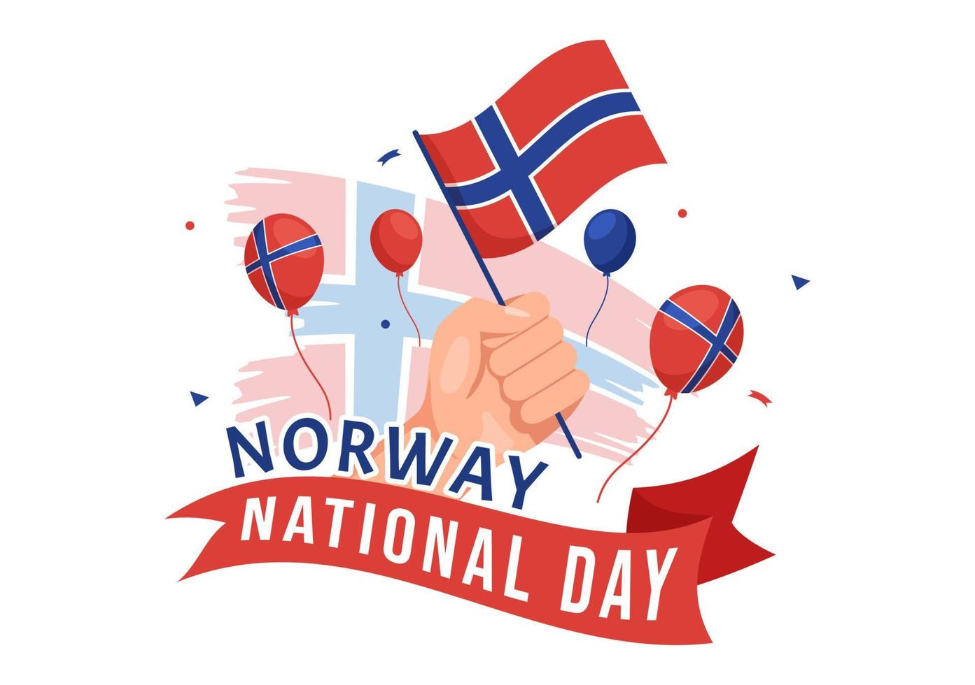Norvegia nazionale giorno su Maggio 17 illustrazione con bandiera norvegese e vacanza celebrazione nel piatto cartone animato mano disegnato per atterraggio pagina modelli vettore