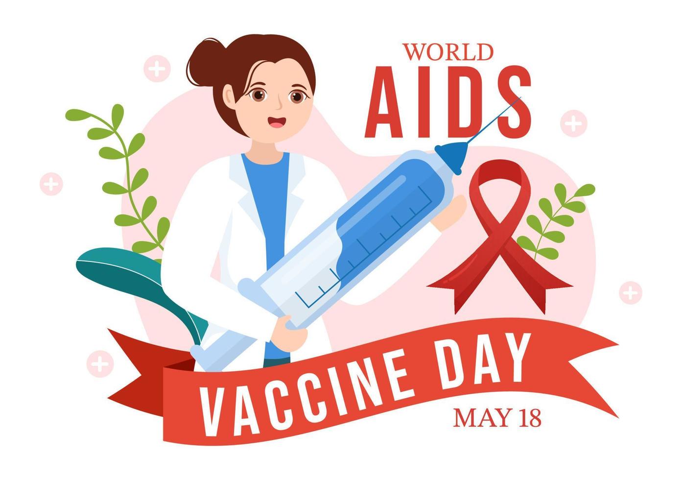 mondo AIDS vaccino giorno illustrazione per prevenzione e consapevolezza Salute cura nel piatto cartone animato mano disegnato per ragnatela bandiera o atterraggio pagina modelli vettore