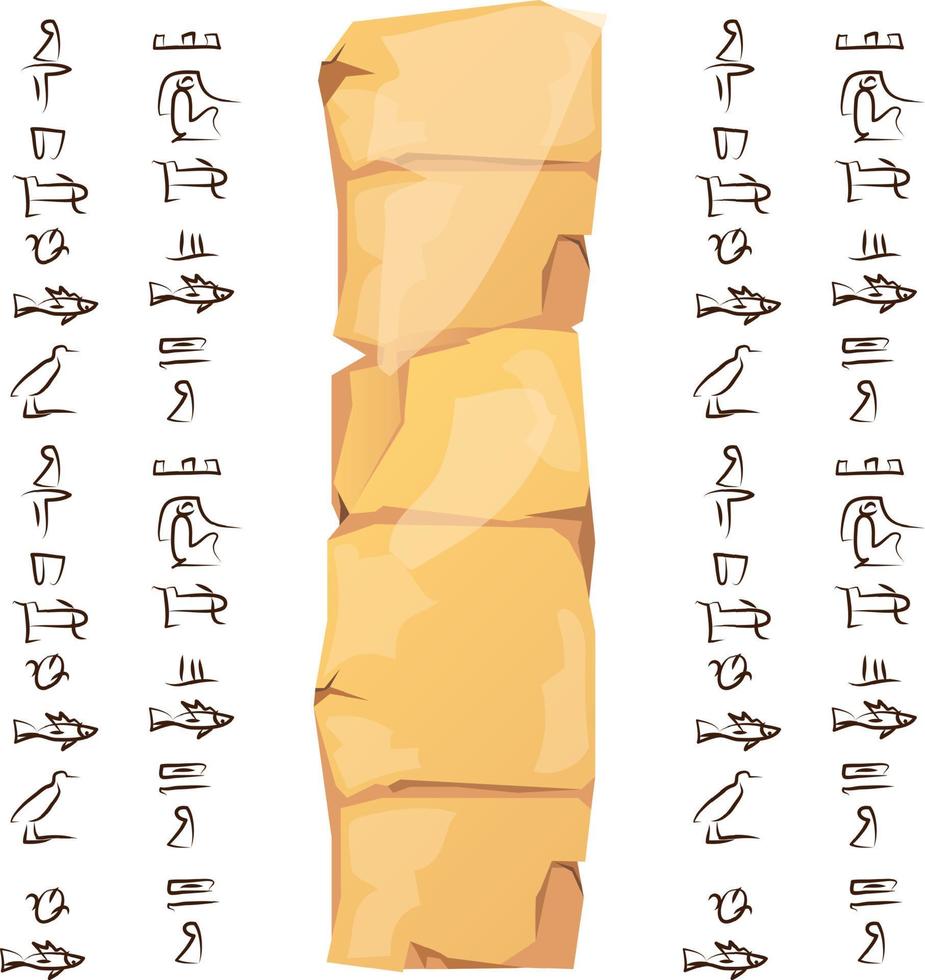 antico Egitto papiro e argilla piatto cartone animato vettore