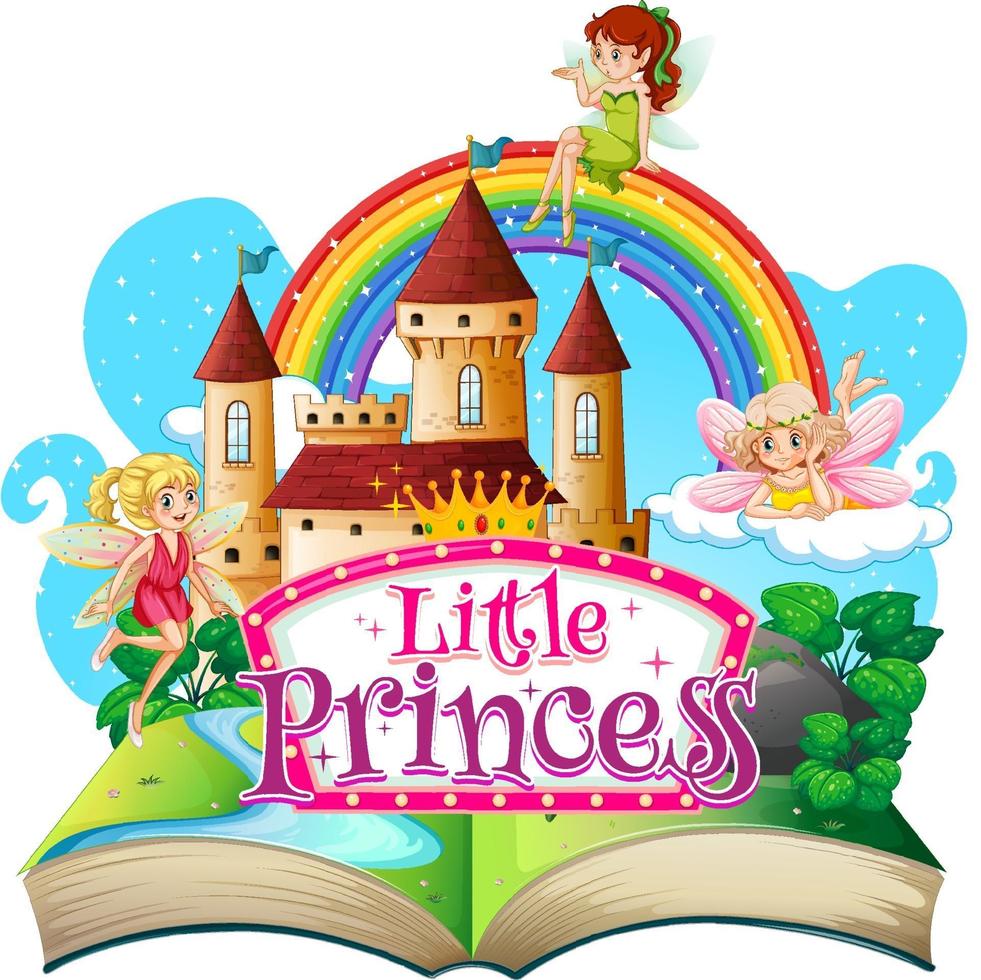Libro pop-up 3D con tema piccola principessa vettore