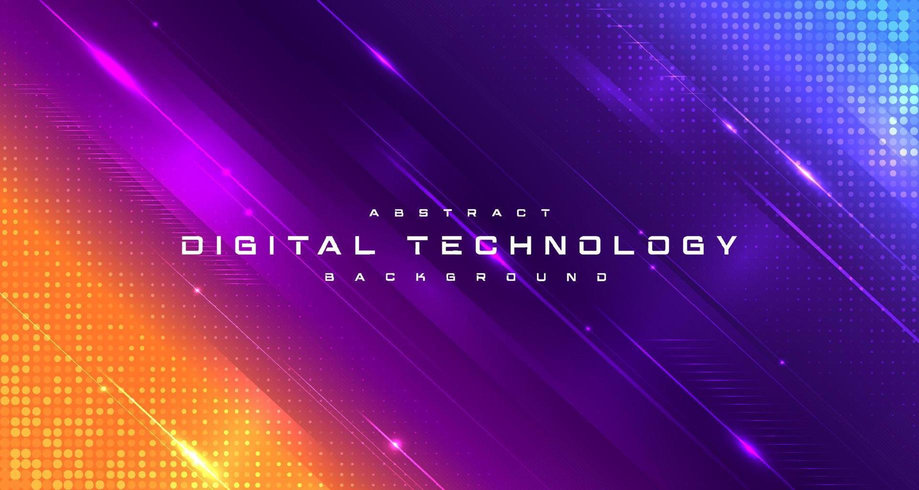 digitale tecnologia bandiera viola arancia sfondo concetto, informatica tecnologia, astratto hi-tech, innovazione futuro dati, Internet Rete, ai grande dati, Linee puntini connessione, illustrazione vettore