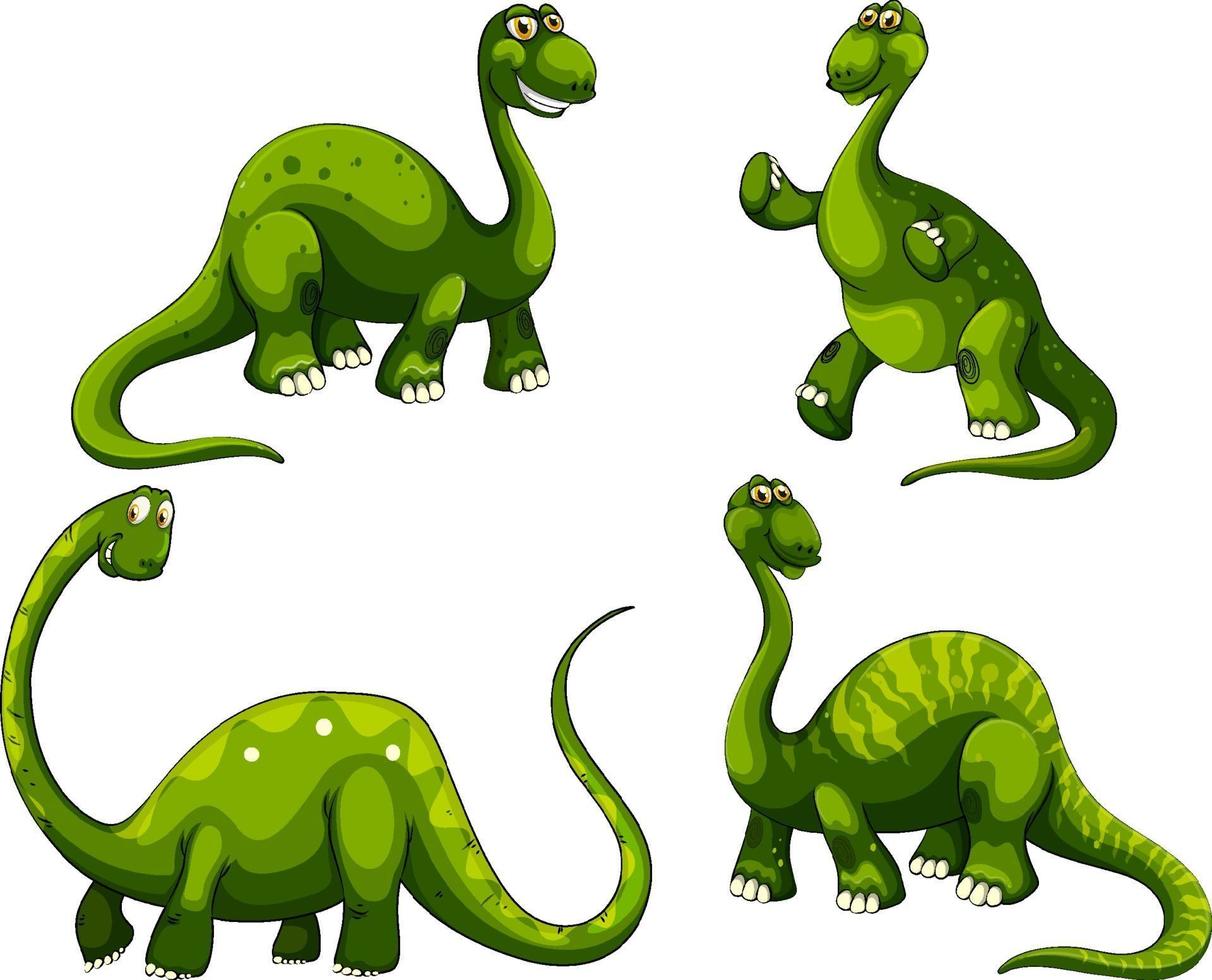 set di personaggio dei cartoni animati di dinosauri sauropodi vettore