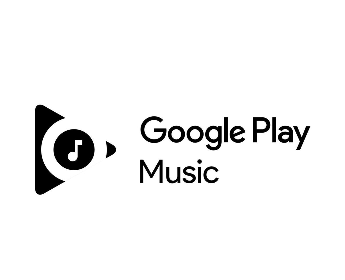 Google giocare musica logo simbolo con nome nero design mobile App vettore illustrazione