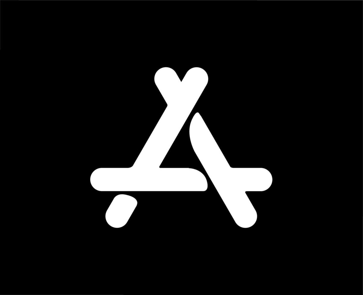 App memorizzare Mela icona logo simbolo bianca design mobile vettore illustrazione con nero sfondo