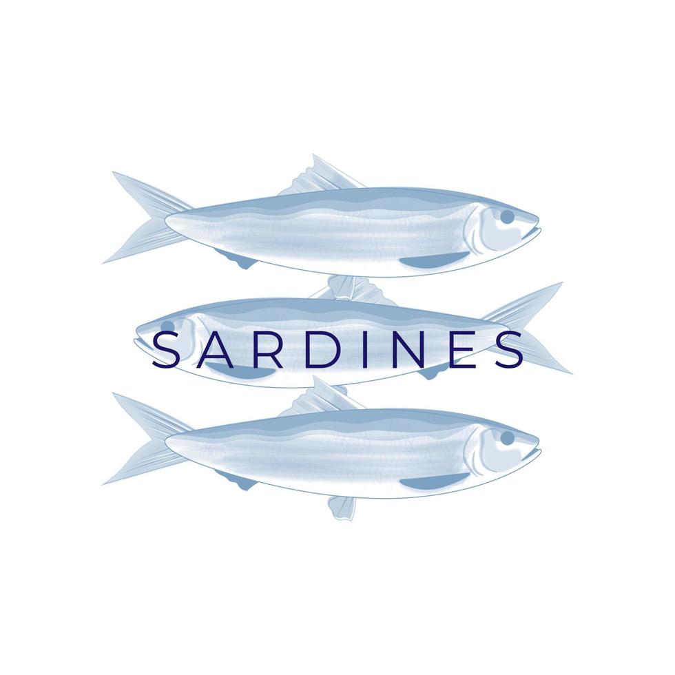 semplice sardina pesce vettore illustrazione logo nel blu colore