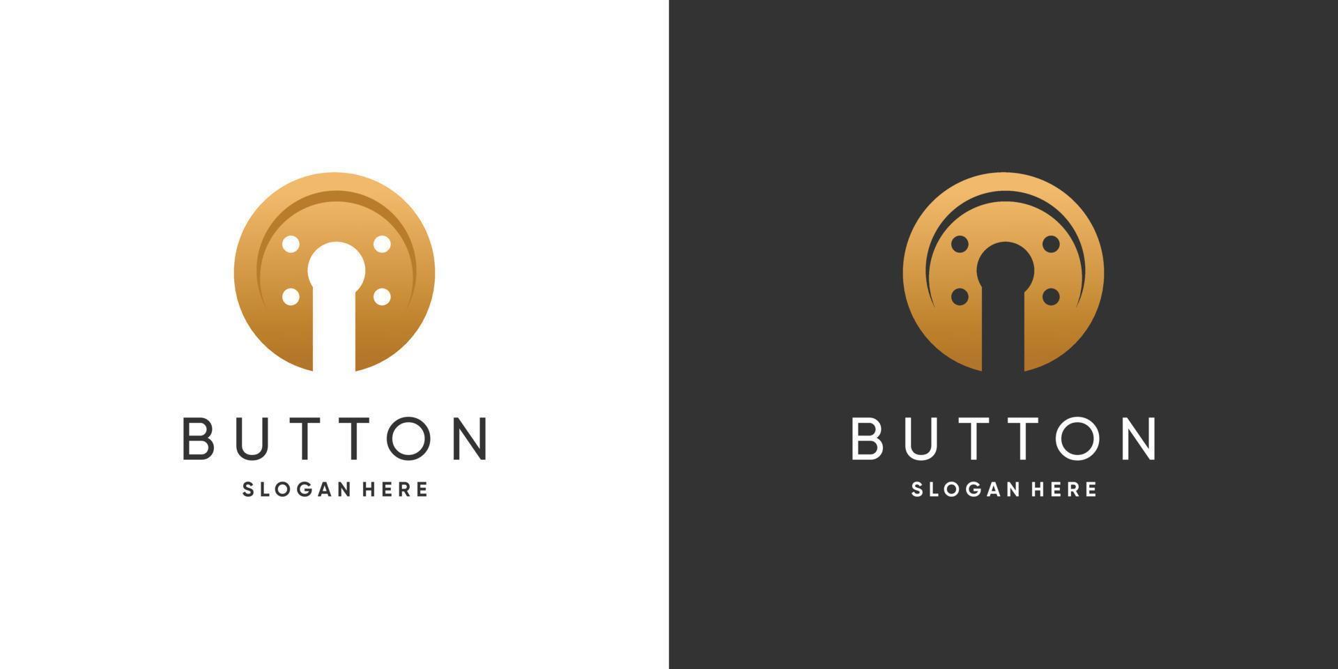moda logo design con pulsante concetto idea vettore