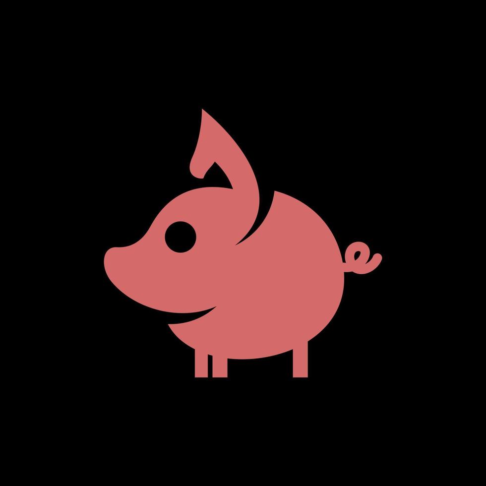 carino maiale animale creativo logo design vettore