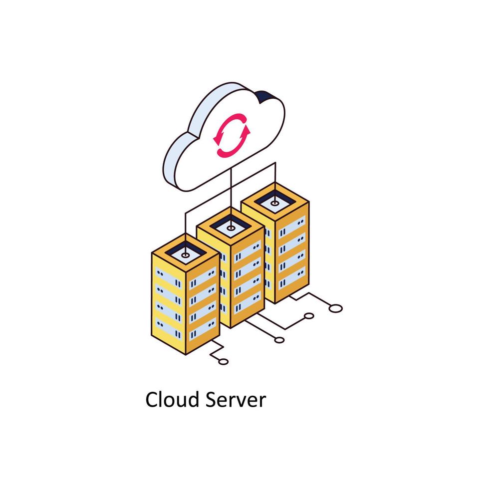 nube server vettore isometrico icone. semplice azione illustrazione