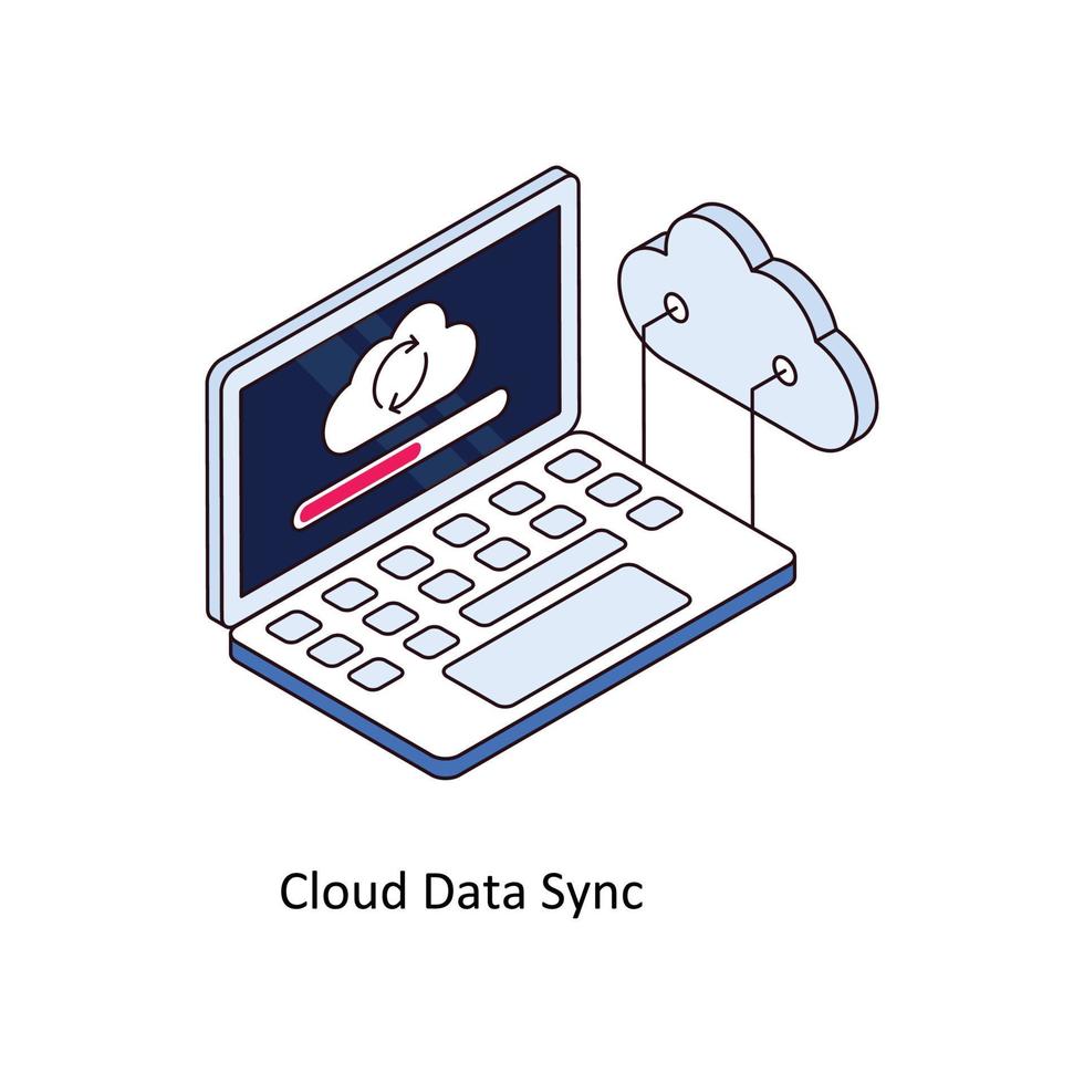 nube dati sync vettore isometrico icone. semplice azione illustrazione