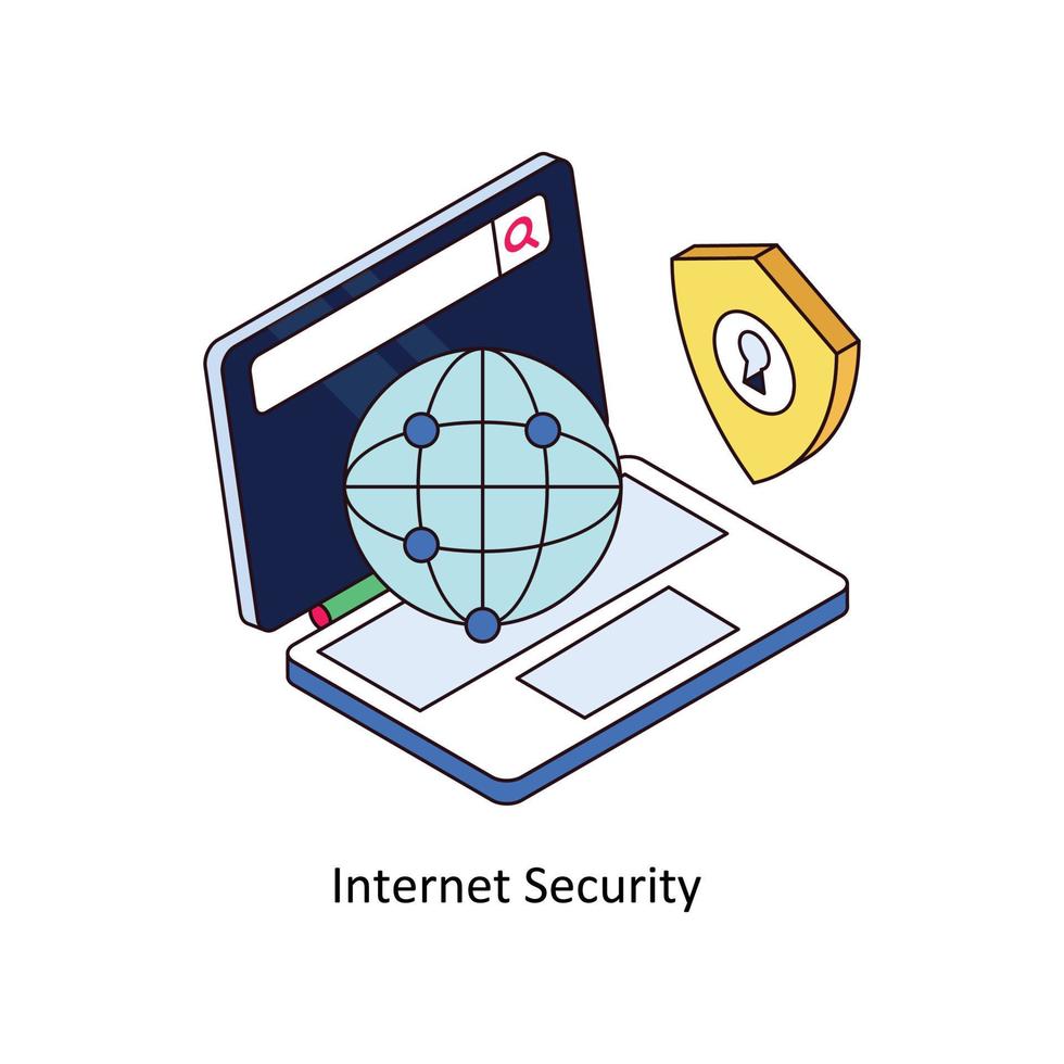 Internet sicurezza vettore isometrico icone. semplice azione illustrazione