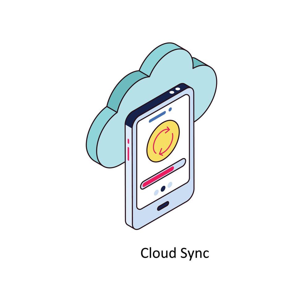 nube sync vettore isometrico icone. semplice azione illustrazione