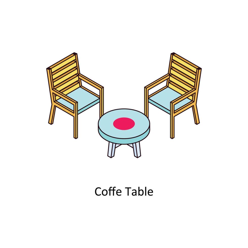 caffè tavolo vettore isometrico icone. semplice azione illustrazione azione