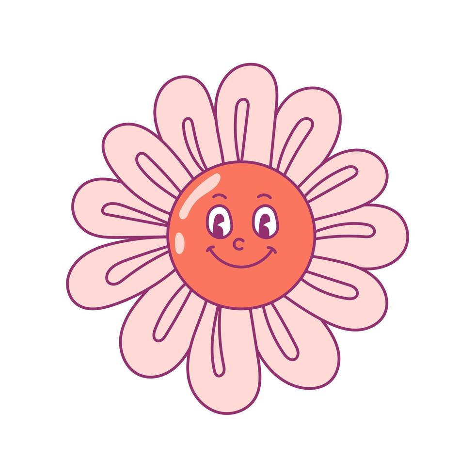 Groovy camomilla cartone animato fiore personaggio vettore