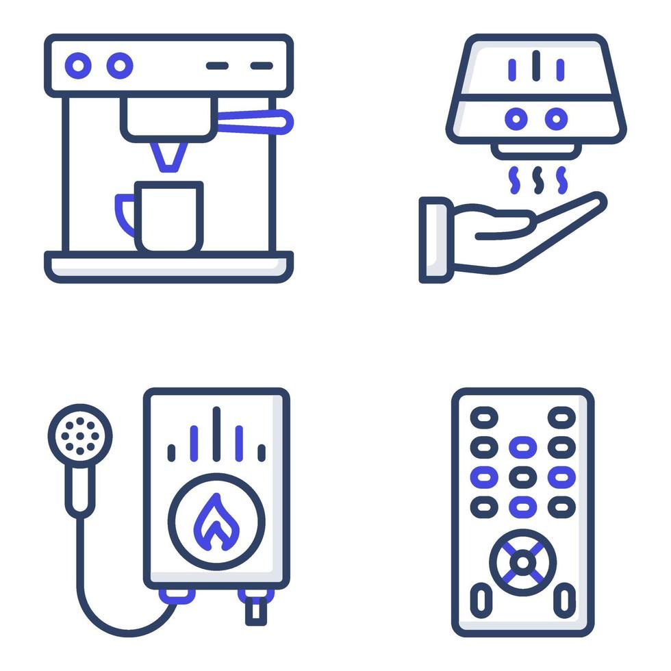 confezione di icone piane di elettrodomestici vettore