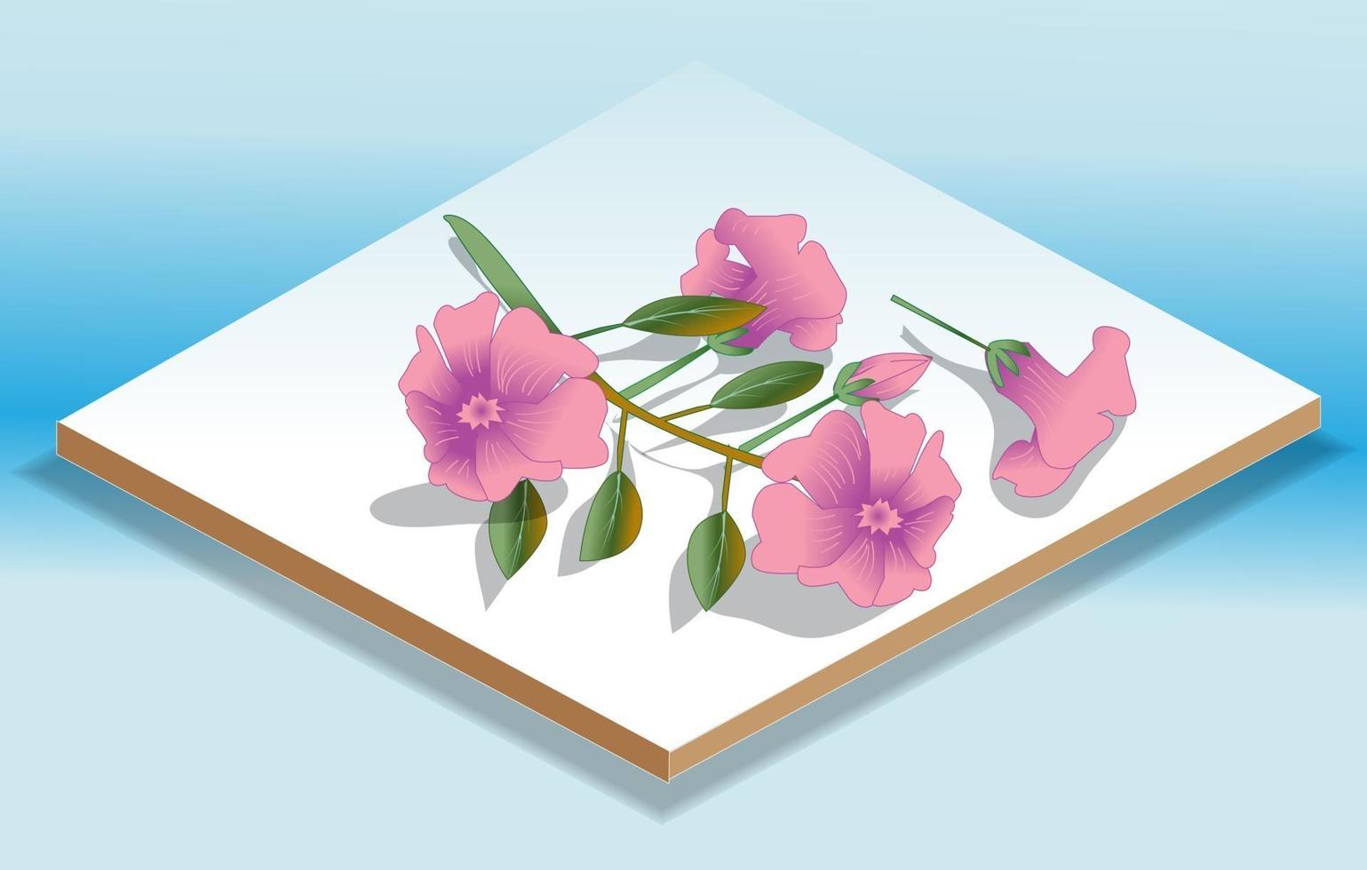 icona e illustrazione di fiori isometrici vettore