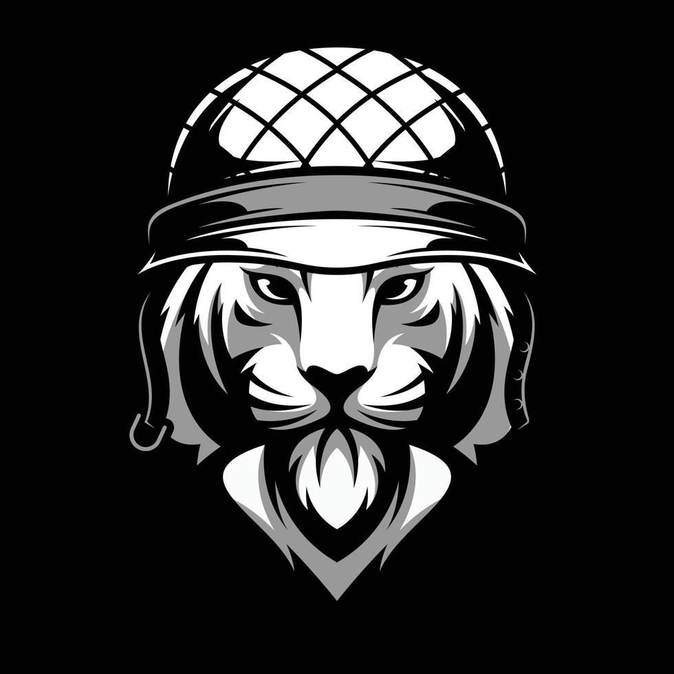 tigre soldato portafortuna logo design vettore