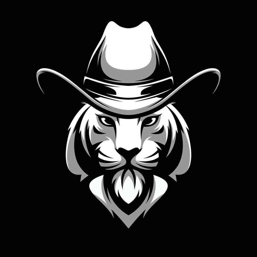 tigre cowboy portafortuna logo design vettore