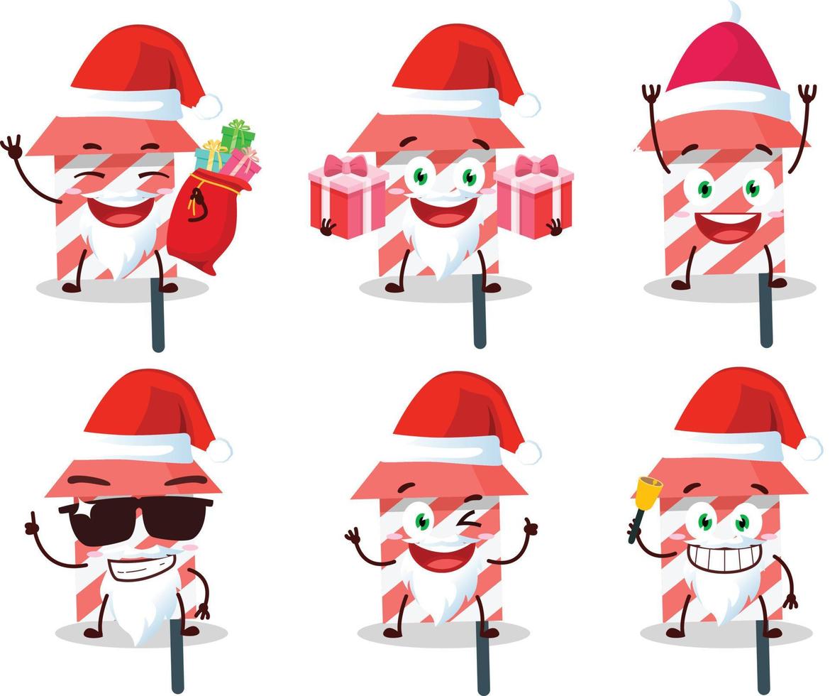 Santa Claus emoticon con fuoco cracker cartone animato personaggio vettore