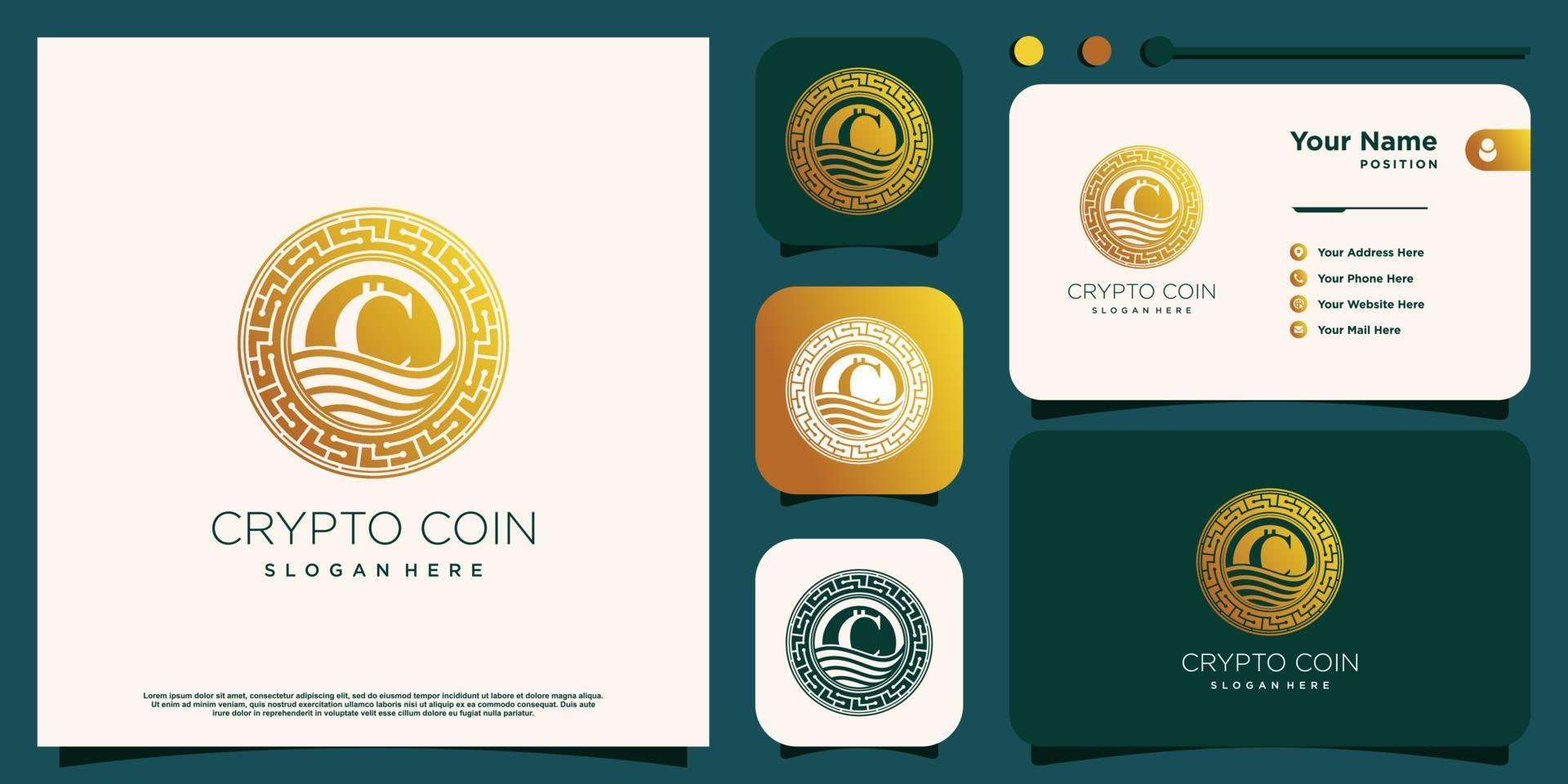crypto logo design con creativo moderno concetto idea vettore
