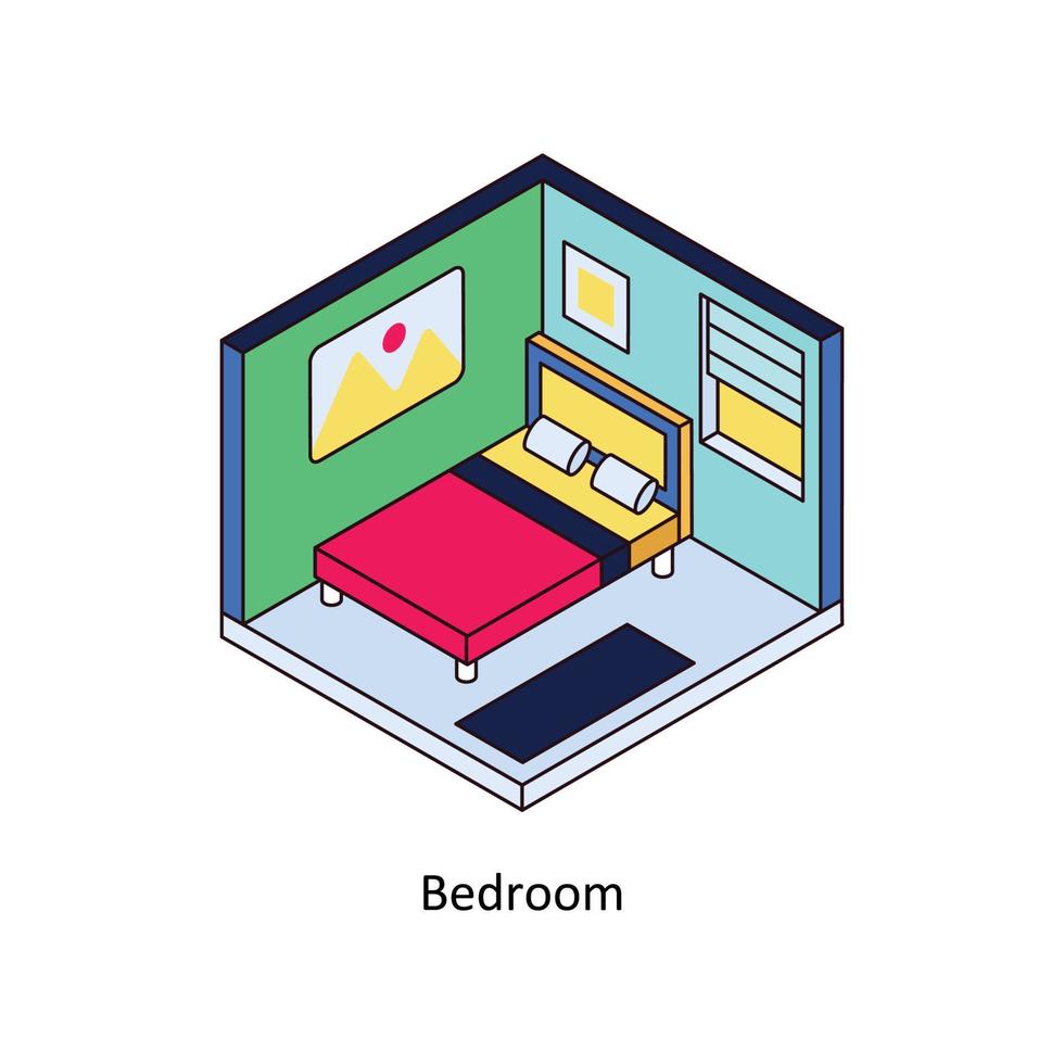 Camera da letto vettore isometrico icone. semplice azione illustrazione azione
