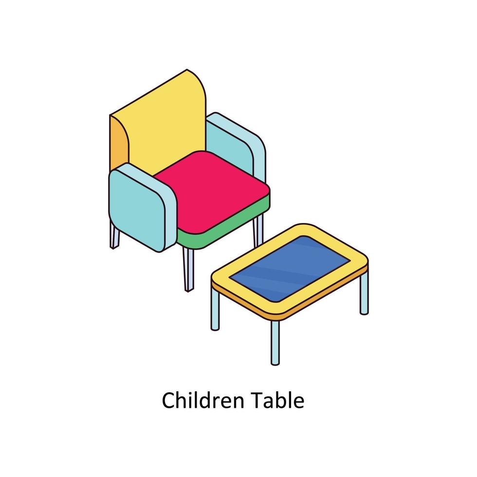 bambini tavolo vettore isometrico icone. semplice azione illustrazione azione