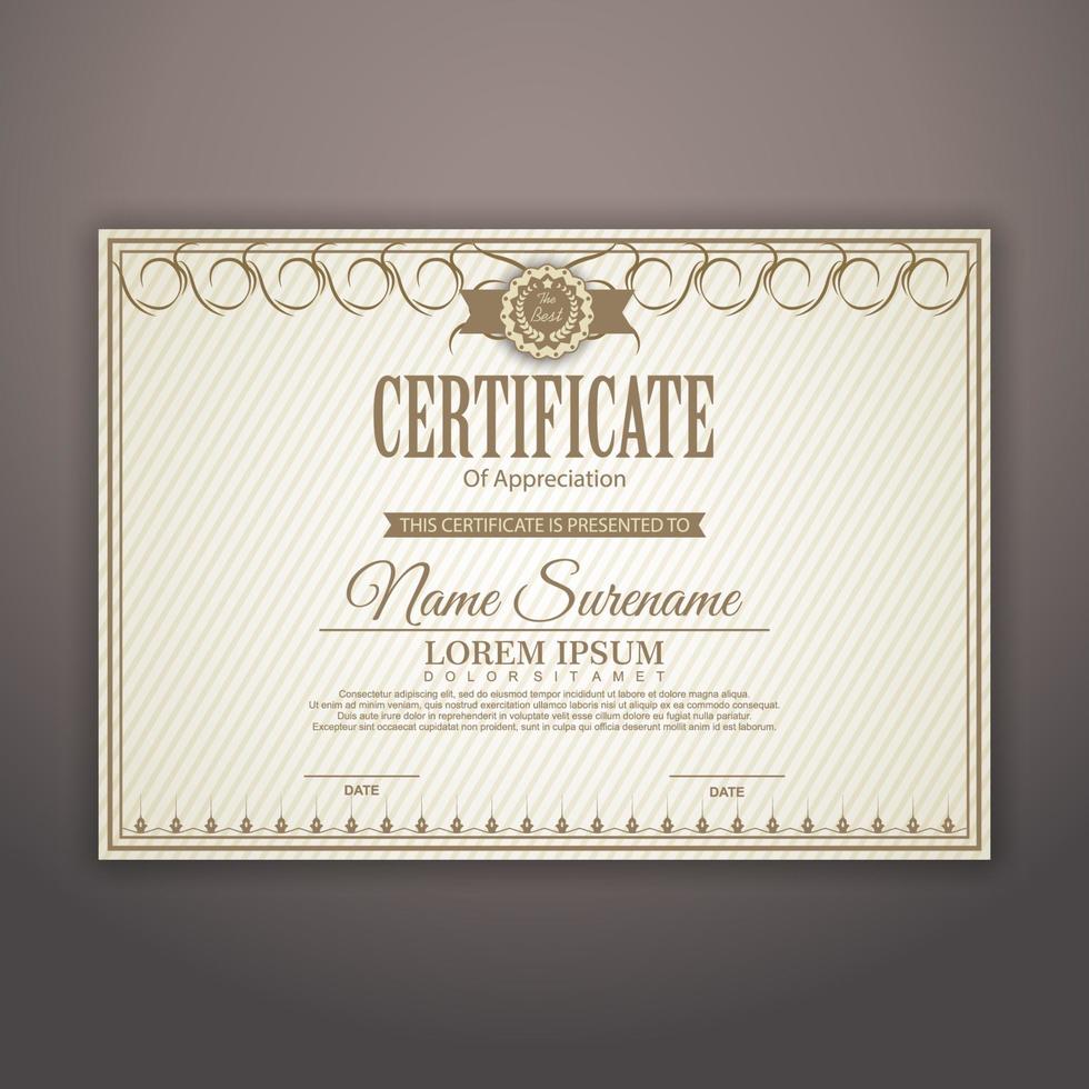 certificato moderno. certificato di diploma di modello di realizzazione. vettore