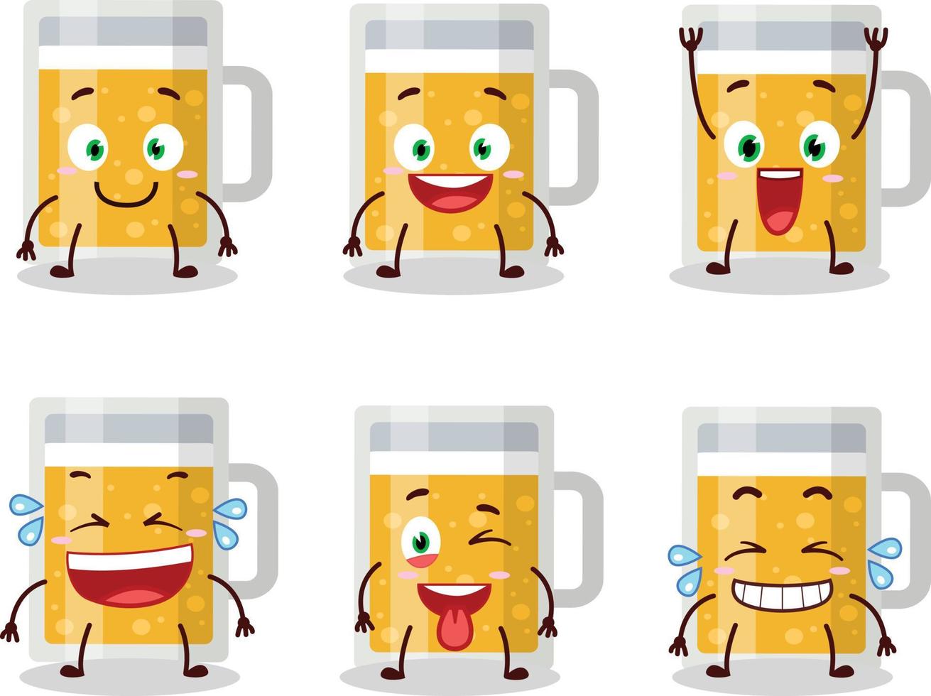 cartone animato personaggio di boccale di birra con Sorridi espressione vettore