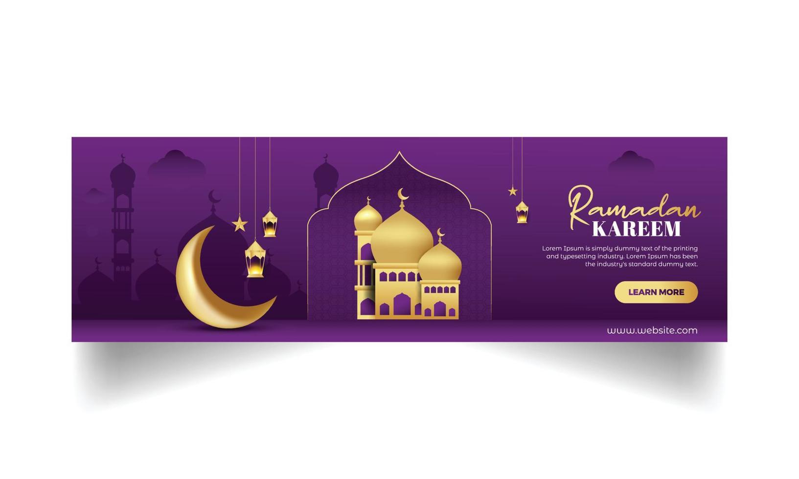 Ramadan kareem islamico saluti bandiera vettore