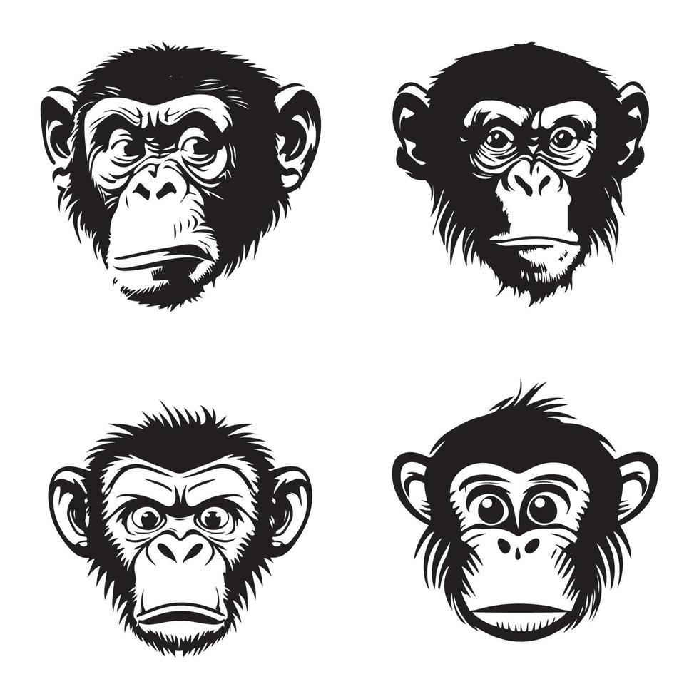 scimmia viso con arrabbiato e divertente espressione. scimmia testa logo vettore impostare, scimmia viso logo isolato. scimmia logo, icona illustrazione. animale animale domestico logo vettore