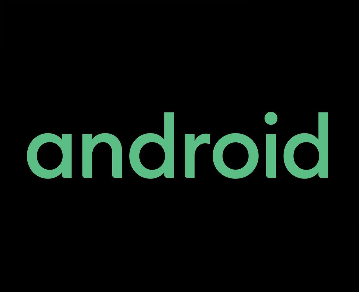 androide operativo sistema icona logo simbolo nome verde design mobile vettore illustrazione con nero sfondo