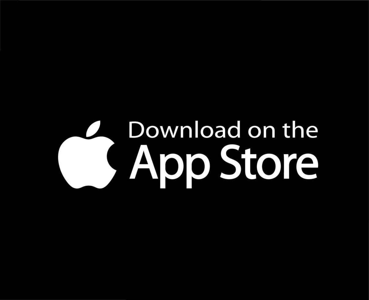 Mela App memorizzare icona logo simbolo bianca design Software Telefono mobile vettore illustrazione con nero sfondo