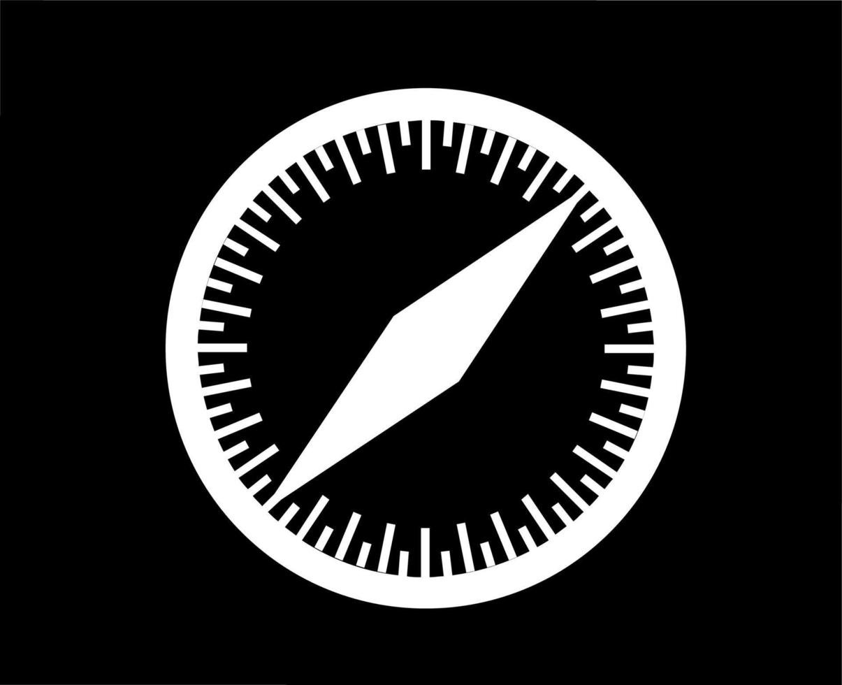 safari del browser marca simbolo logo bianca design Mela Software vettore illustrazione con nero sfondo