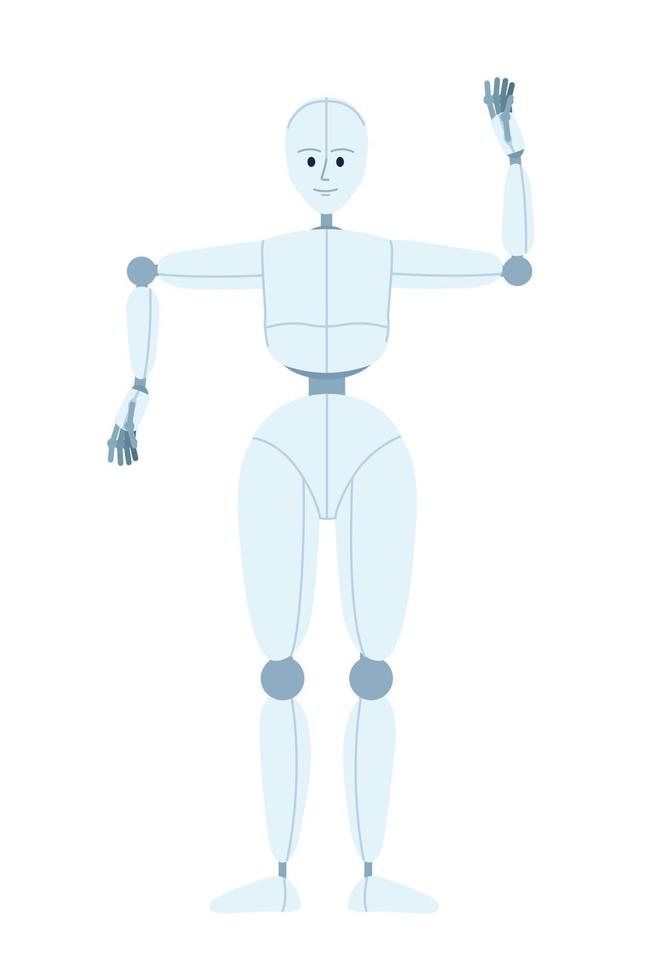 umanoide robot per festa semi piatto colore vettore carattere. simile a quello umano danza movimento. modificabile pieno corpo figura su bianca. semplice cartone animato stile individuare illustrazione per ragnatela grafico design e animazione